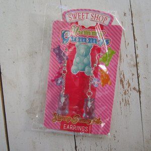 Y2K Gummy Bear Charm Earrings Silver Tone